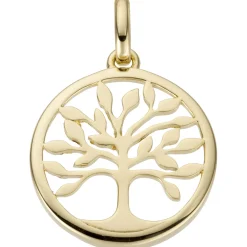 Anhänger Baum aus 585 Gold Gelbgold rund Ø 13,4mm glänzend Halsschmuck