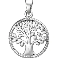 Anhänger Baum aus 925 Silber Silberanhänger Halsschmuck teilmattiert rhodiniert