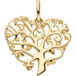 Anhänger Baum/Herz Lebensbaum aus 375 Gold Gelbgold mattiert 15,7x17,4mm