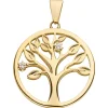 Anhänger Baum Lebensbaum aus 333 Gold Gelbgold mit 2 Zirkonia Ø 19,1mm