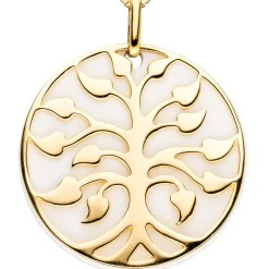 Anhänger Baum Lebensbaum im Kreis 925 Silber vergoldet mit Achat Silberamulett