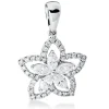 Anhänger Blume aus 750 Gold Weißgold 45 Diamanten 0,65ct 20,8x14,5mm mit Öse
