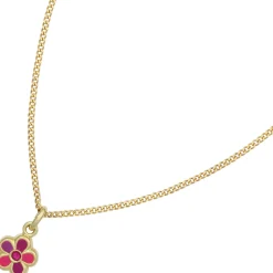 Anhänger Blume Blümchen aus 333 Gold Gelbgold rot pink lackiert Kinder