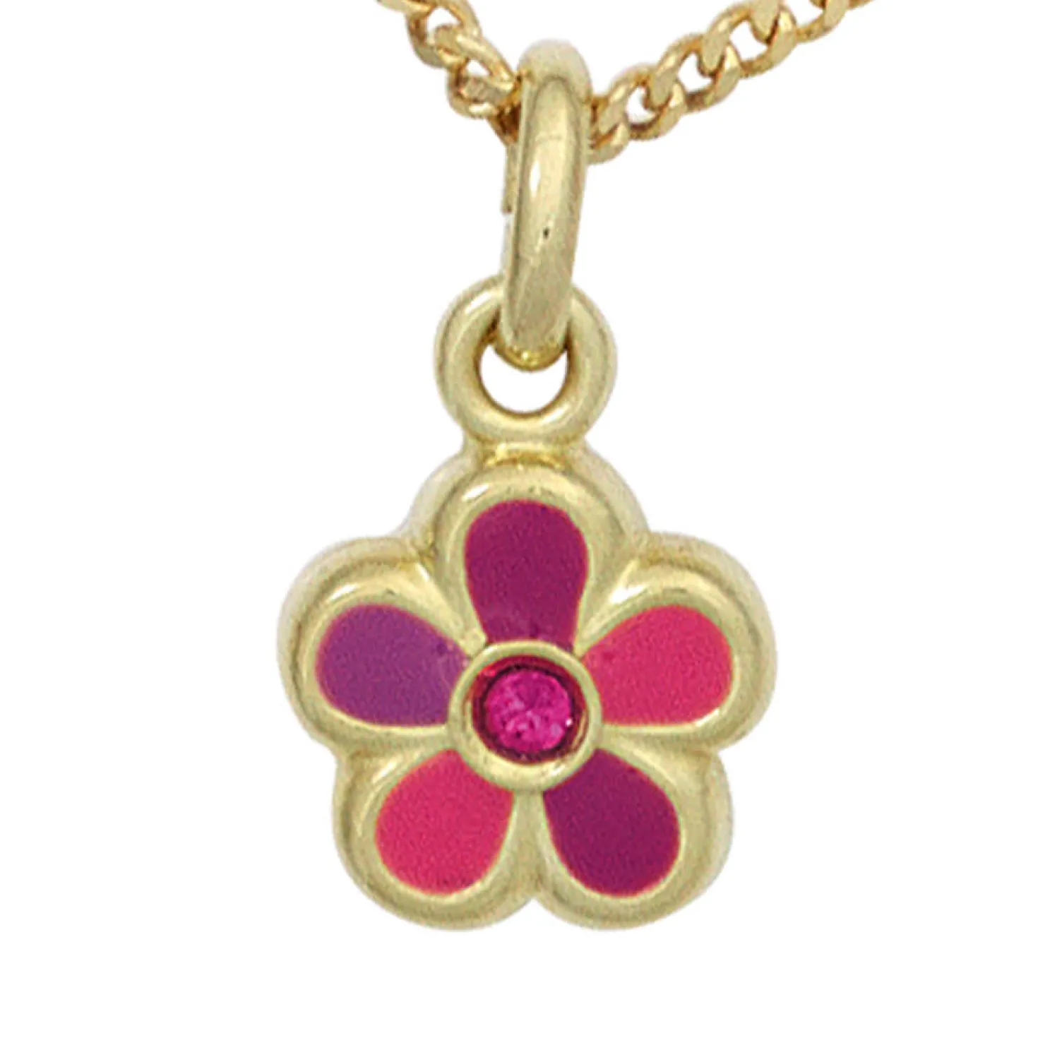 Anhänger Blume Blümchen aus 333 Gold Gelbgold rot pink lackiert Kinder