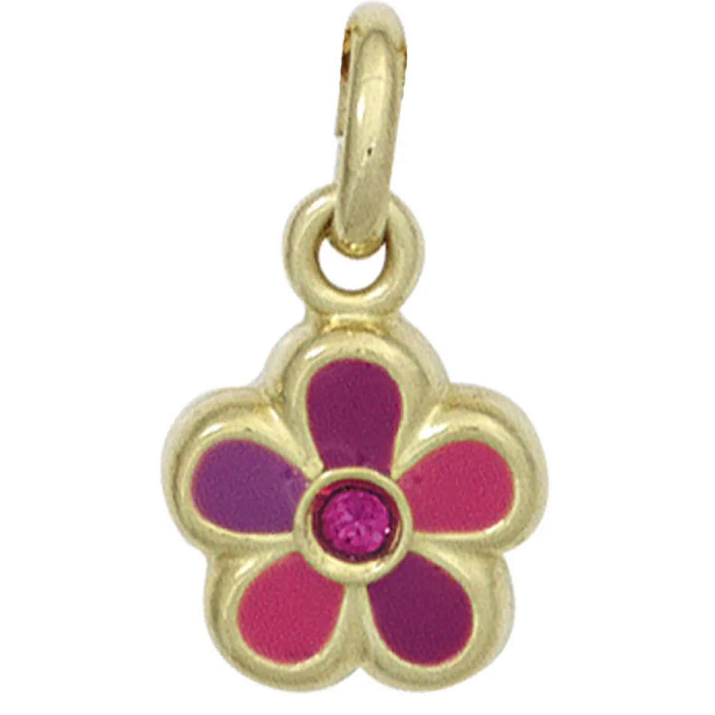 Anhänger Blume Blümchen aus 333 Gold Gelbgold rot pink lackiert Kinder