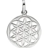 Anhänger Blume Lebensblume Ø17,1mm aus 925 Silber rund flach schlicht glänzend
