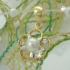 Anhänger Blume mit Süßwasser Zuchtperle 4mm & Zirkonia weiß 375 Gelbgold Damen