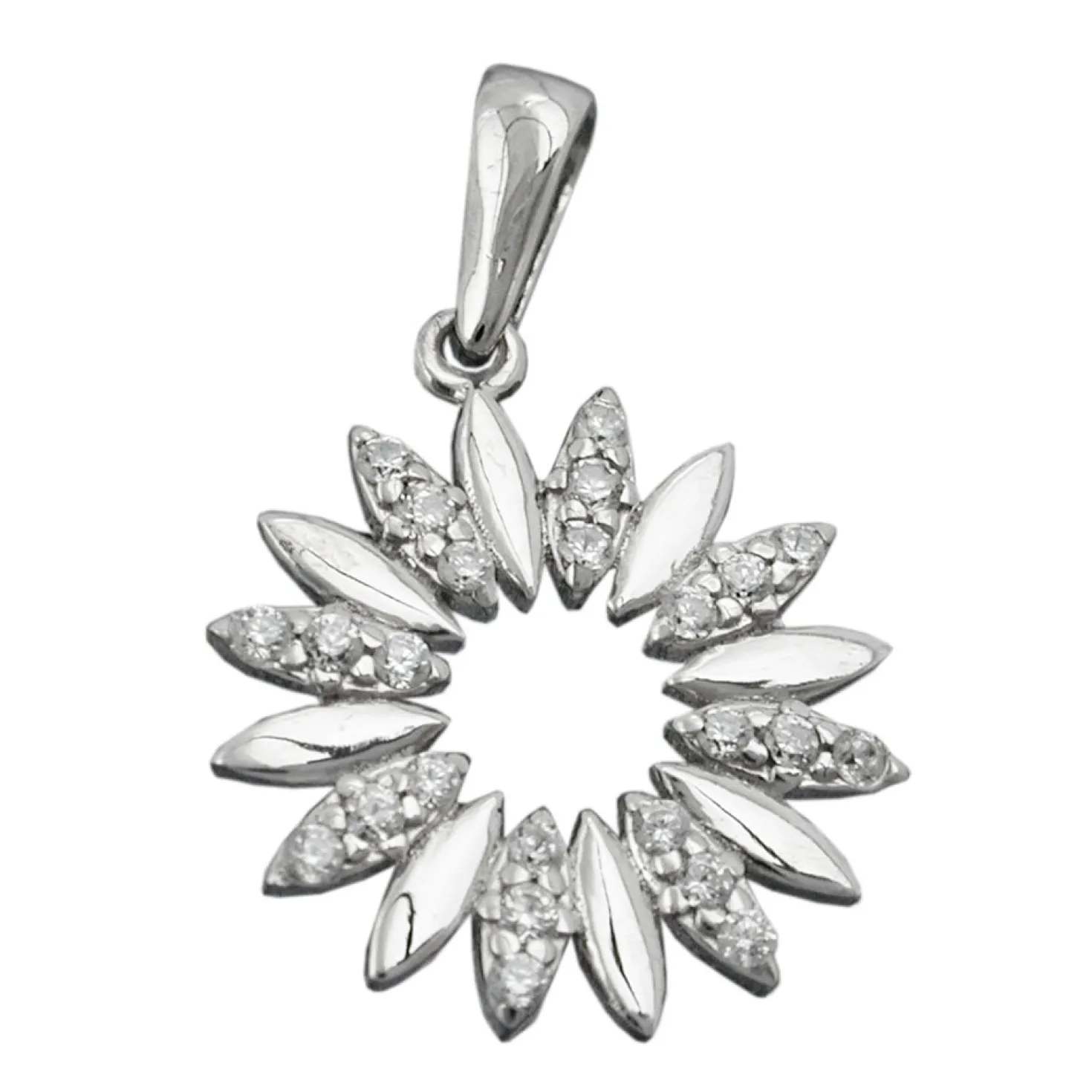 Anhänger Blume mit Zirkonia weiß 14mm 925 Silber Sterlingsilber