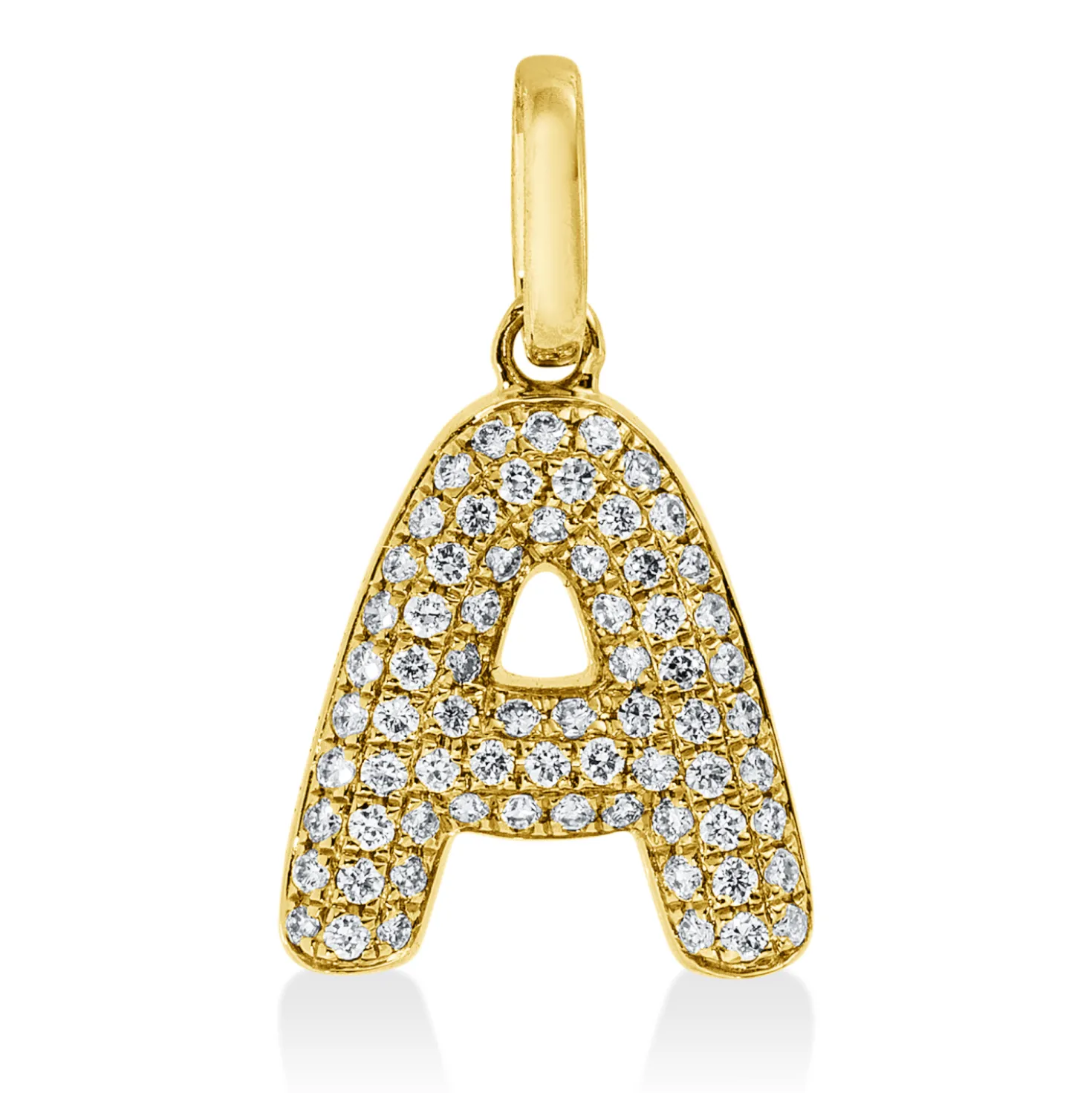 Anhänger Buchstabe A aus 750 Gelbgold 69 Brillanten 0,11ct W-SI 13x7,8mm