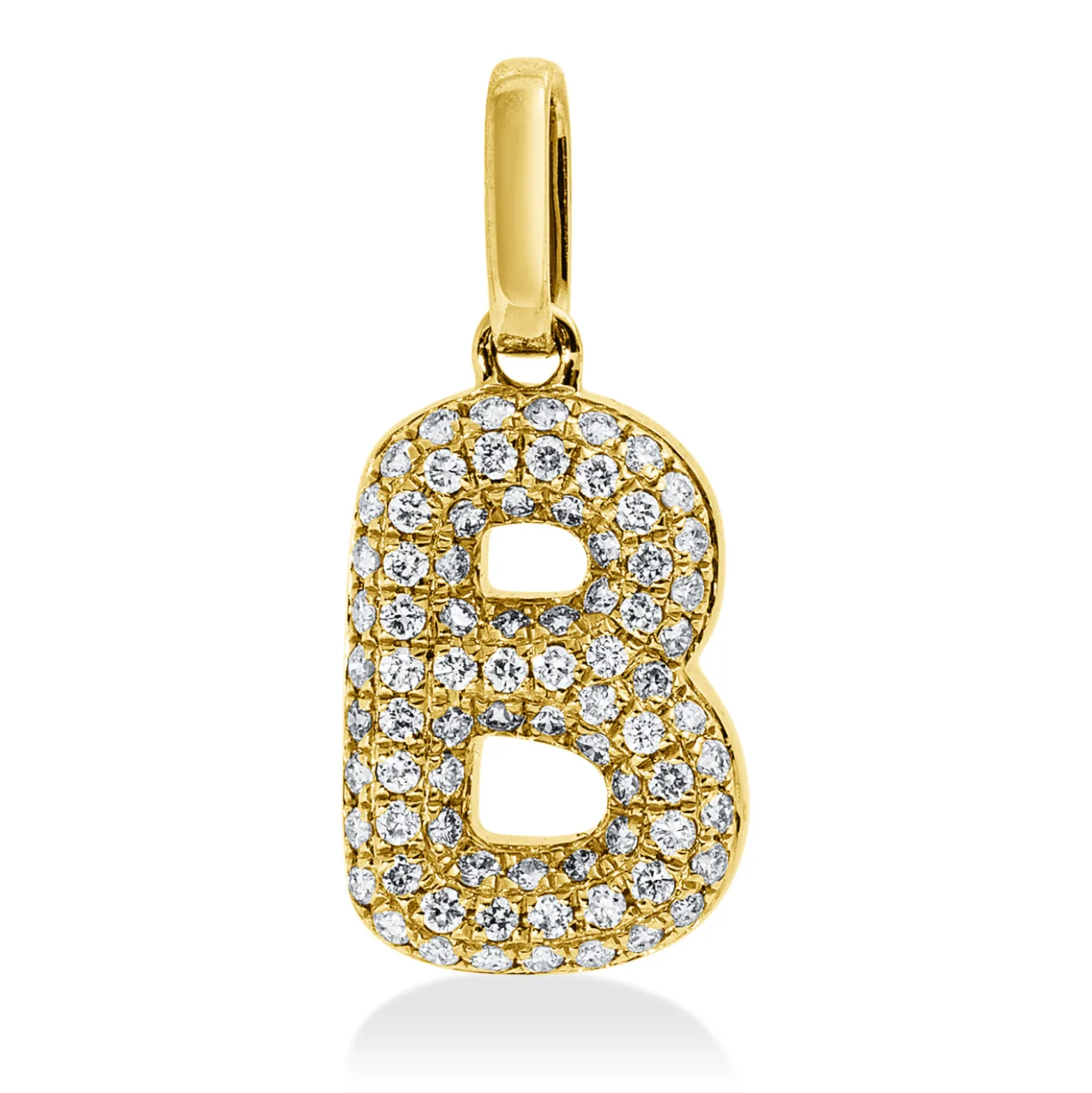 Anhänger Buchstabe B aus 750 Gelbgold 78 Brillanten 0,12ct W-SI 14x6,5mm