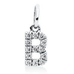 Anhänger Buchstabe B aus 750 Weißgold 13 Brillanten 0,06ct W-SI 10,5x3,7mm