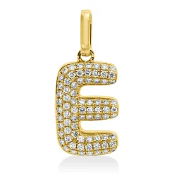 Anhänger Buchstabe E aus 750 Gelbgold 75 Brillanten 0,12ct W-SI 14,4x6,2mm