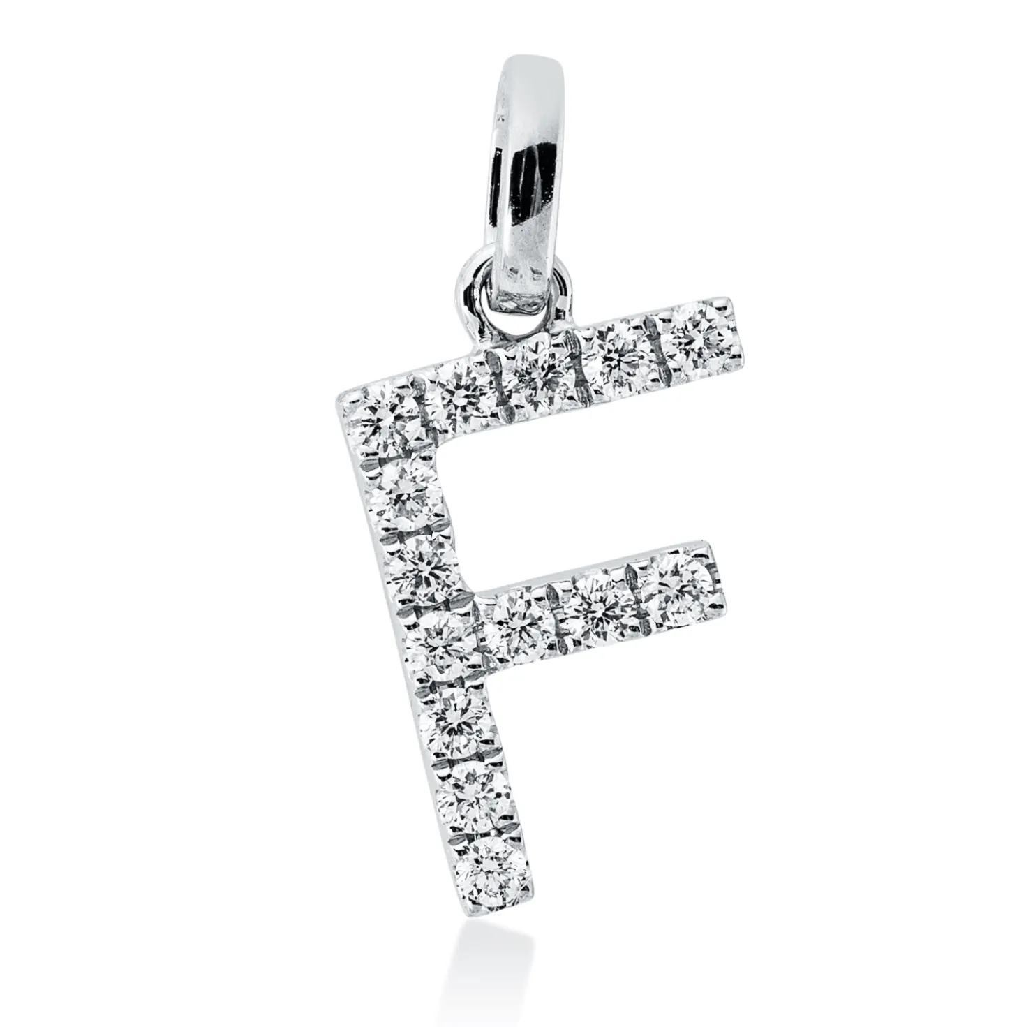 Anhänger Buchstabe F aus 750 Weißgold Brillant 0,15ct TW-SI 15,9x7,6mm