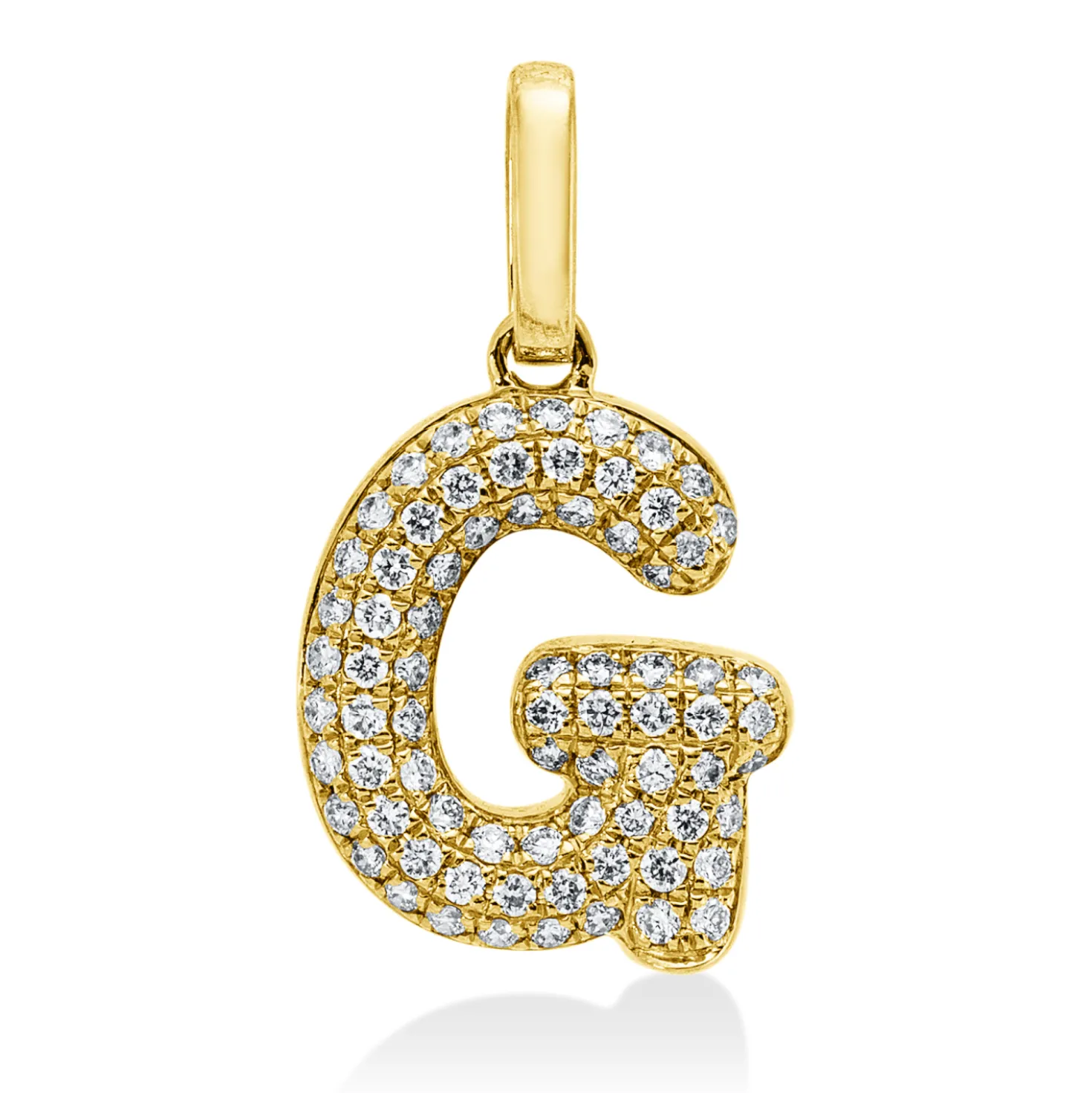 Anhänger Buchstabe G aus 750 Gelbgold 75 Brillanten 0,12ct W-SI 14,3x7,6mm