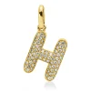 Anhänger Buchstabe H aus 750 Gelbgold 65 Brillanten 0,1ct W-SI 15x10mm