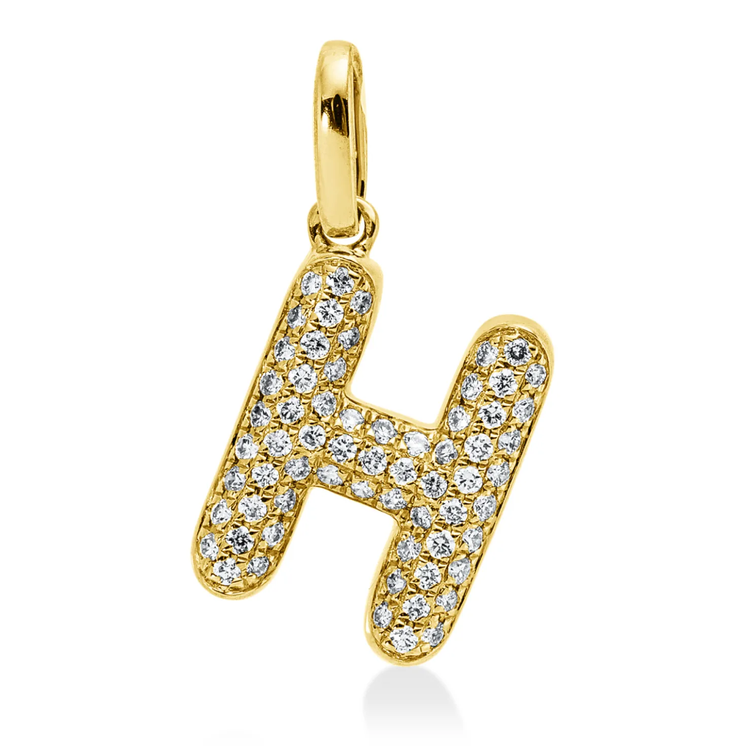 Anhänger Buchstabe H aus 750 Gelbgold 65 Brillanten 0,1ct W-SI 15x10mm