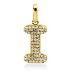 Anhänger Buchstabe I aus 750 Gelbgold 58 Brillanten 0,09ct W-SI 14,5x5,8mm