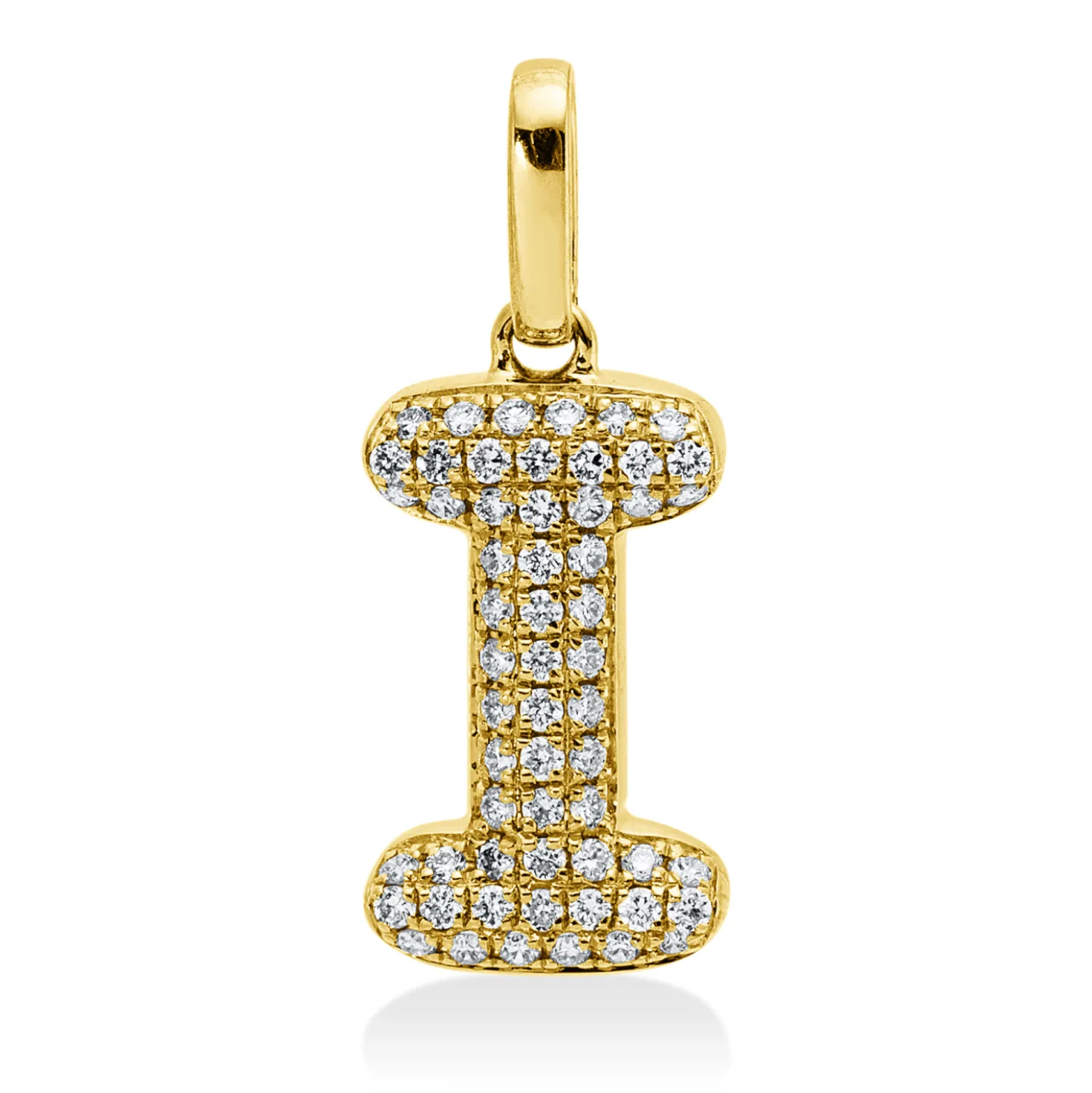 Anhänger Buchstabe I aus 750 Gelbgold 58 Brillanten 0,09ct W-SI 14,5x5,8mm
