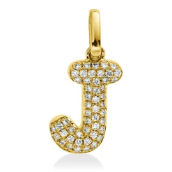 Anhänger Buchstabe J aus 750 Gelbgold 50 Brillanten 0,08ct W-SI 14x6,3mm