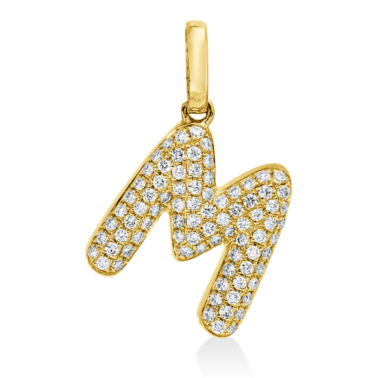 Anhänger Buchstabe M aus 750 Gelbgold 83 Brillanten 0,13ct W-SI 15,5x10,8mm