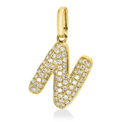 Anhänger Buchstabe N aus 750 Gelbgold 73 Brillanten 0,12ct W-SI 14,5x10mm