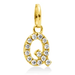 Anhänger Buchstabe Q aus 750 Gelbgold 14 Brillanten 0,06ct W-SI 10,1x5mm mit Öse