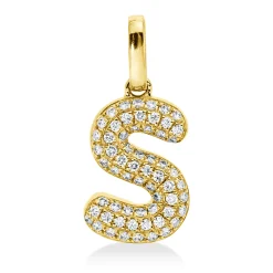 Anhänger Buchstabe S aus 750 Gelbgold 61 Brillanten 0,1ct W-SI 13,5x6,5mm