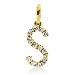 Anhänger Buchstabe S aus 750 Gelbgold 14 Brillanten 0,1ct W-SI 15,1x15,5mm