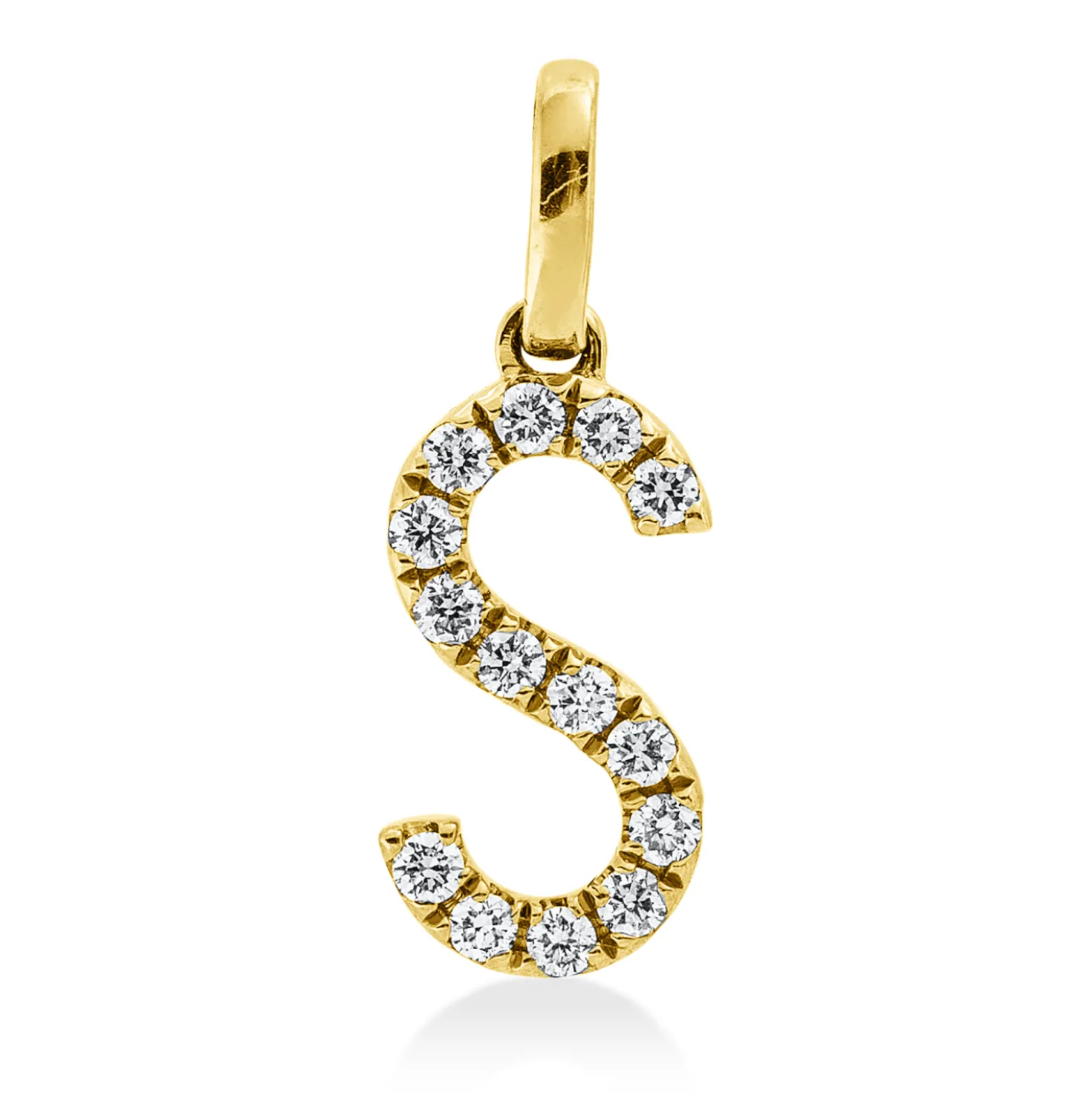 Anhänger Buchstabe S aus 750 Gelbgold 14 Brillanten 0,1ct W-SI 15,1x15,5mm