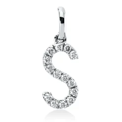 Anhänger Buchstabe S aus 750 Weißgold 14 Brillanten 0,1ct W-SI 15,1x15,5mm