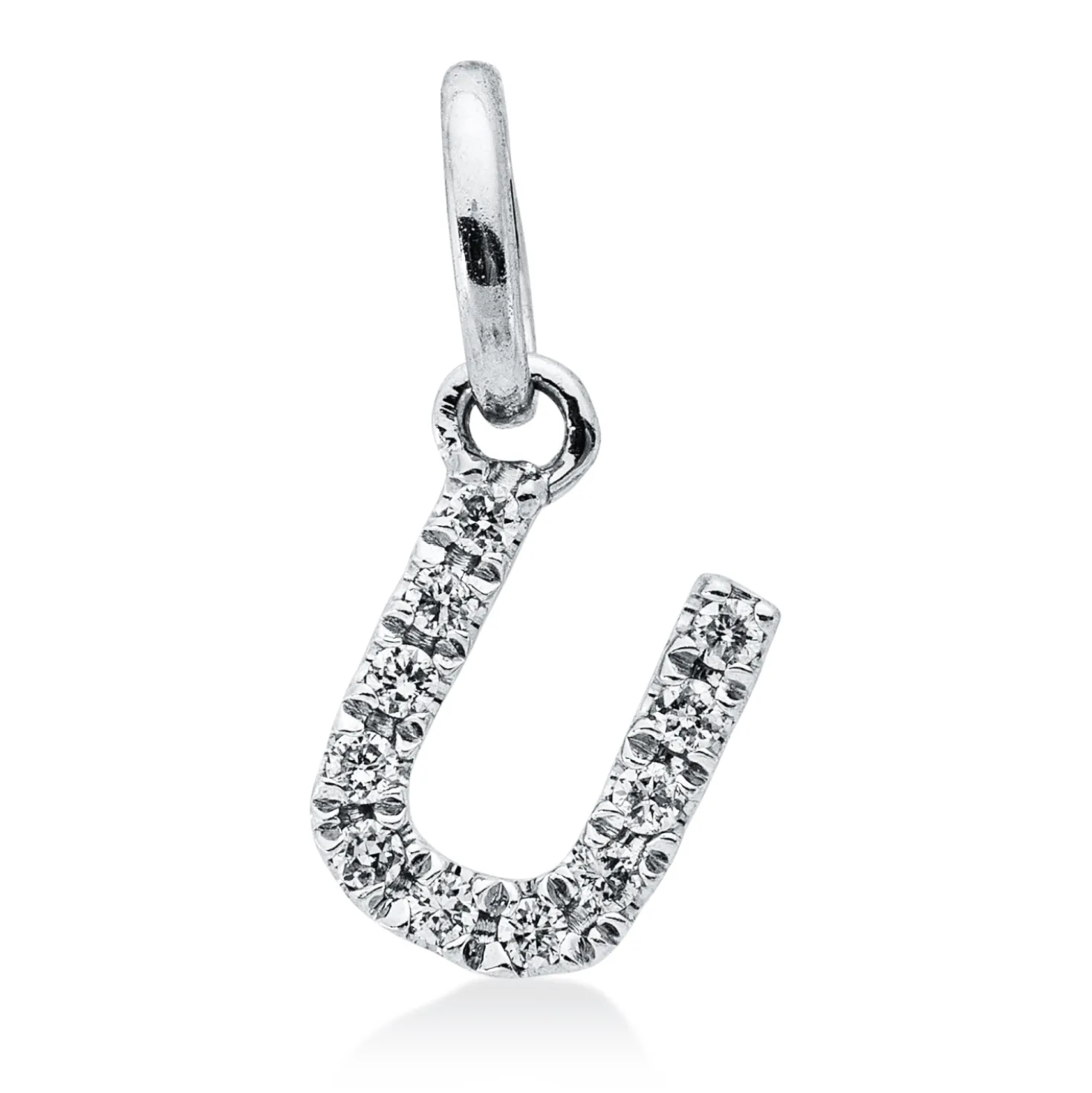Anhänger Buchstabe U aus 750 Weißgold 11 Brillanten 0,05ct W-SI 6,5x4,8mm