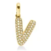 Anhänger Buchstabe V aus 750 Gelbgold 55 Brillanten 0,09ct W-SI 13,5x7mm