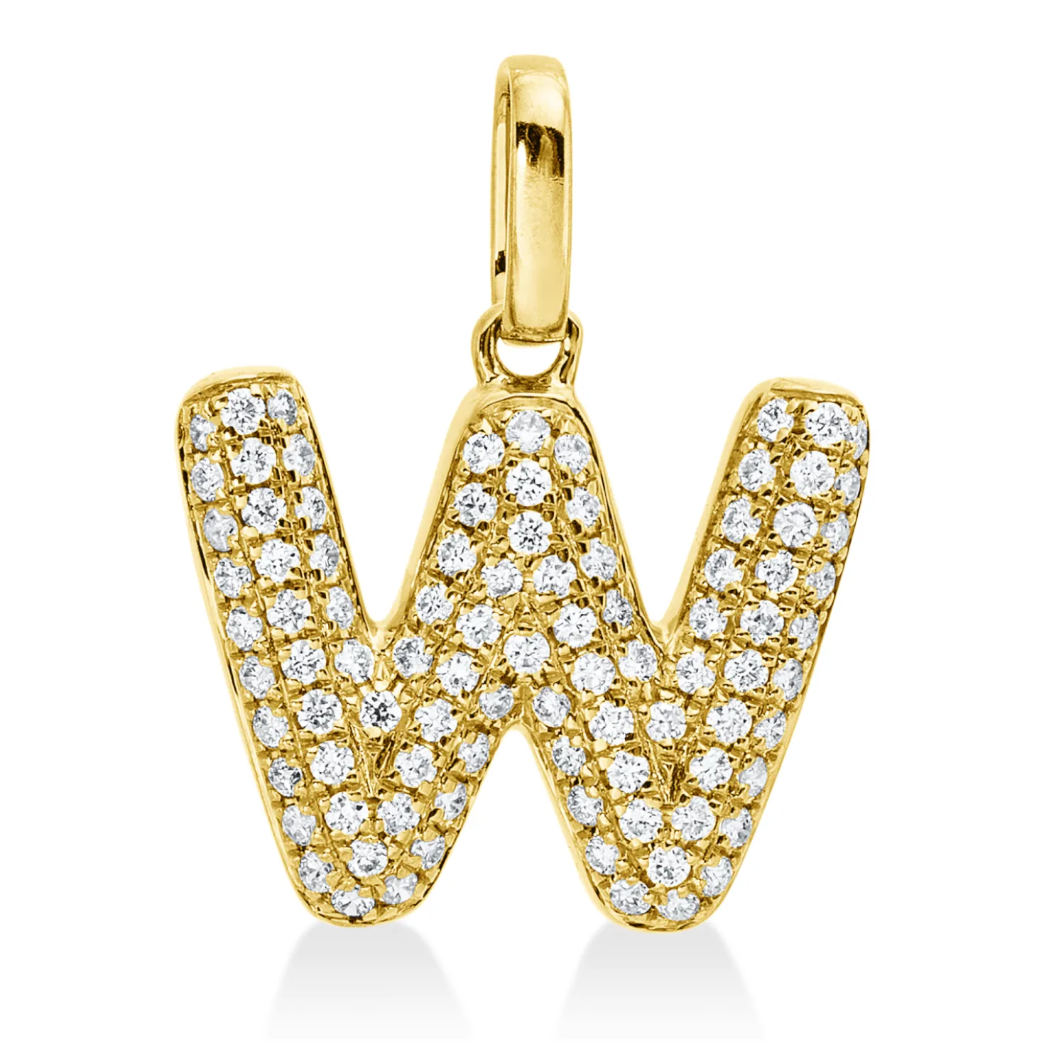 Anhänger Buchstabe W aus 750 Gelbgold 92 Brillanten 0,14ct W-SI 13,5x11,1mm