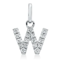 Anhänger Buchstabe W aus 750 Weißgold 17 Brillanten 0,07ct W-SI 10,2x7,2mm
