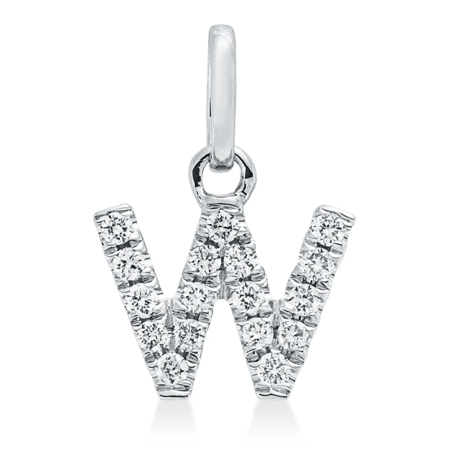 Anhänger Buchstabe W aus 750 Weißgold 17 Brillanten 0,07ct W-SI 10,2x7,2mm