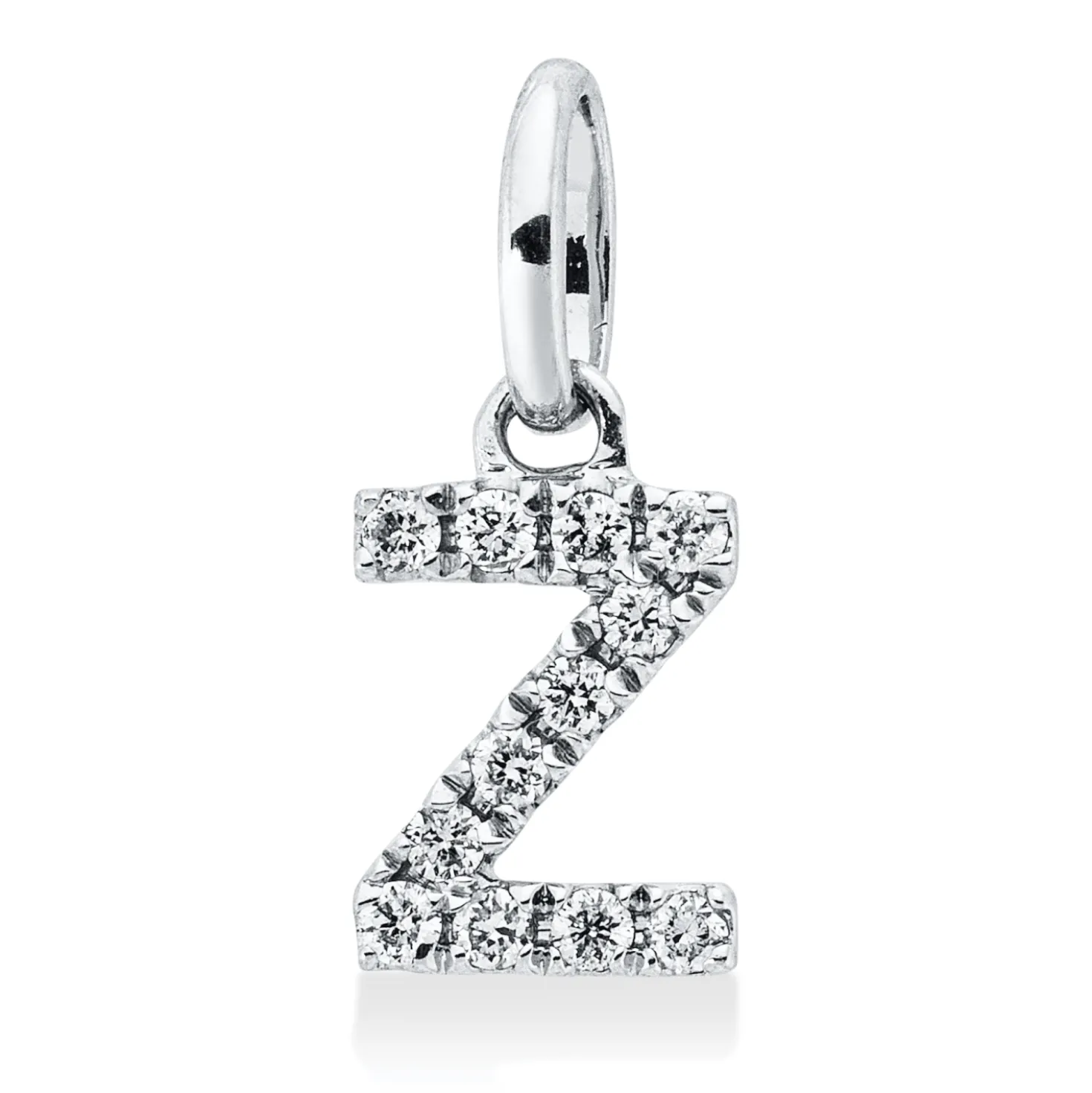 Anhänger Buchstabe Z aus 750 Weißgold 12 Brillanten 0,05ct W-SI 10,5x4,5mm