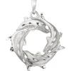 Anhänger 4 Delfine im Kreis Ø 32,6mm aus 925 Silber rhodiniert mattiert