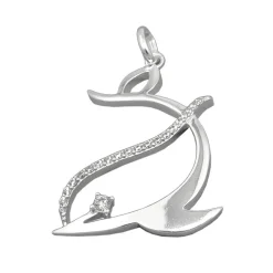 Anhänger Delfin Silhouette 26x19mm mit Zirkonia 925 Silber glänzend