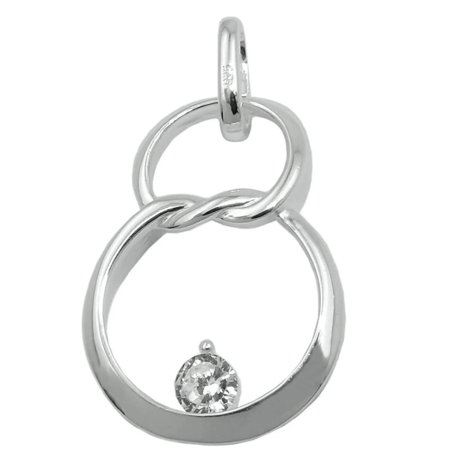 Anhänger Doppelkreis 8 Acht mit Zirkonia 23x15mm aus 925 Silber