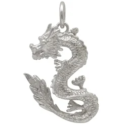 Anhänger Drache Dragon 30x16,4mm aus 925 Sterling Silber rhodiniert