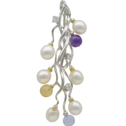 Anhänger echte Perlen Amethyst Citrin Blautopas Zirkonia 925 Silber Damen