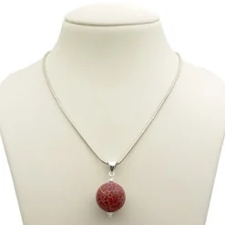 Anhänger Edelstein Feuer-Achat Kugel mit Maserung & 925 Silber rot-braun matt