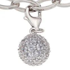 Anhänger Einhänger Charm Kugel mit Zirkonia 925 Silber, 11.2mm, Damen