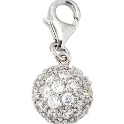 Anhänger Einhänger Charm Kugel mit Zirkonia 925 Silber, 11.2mm, Damen
