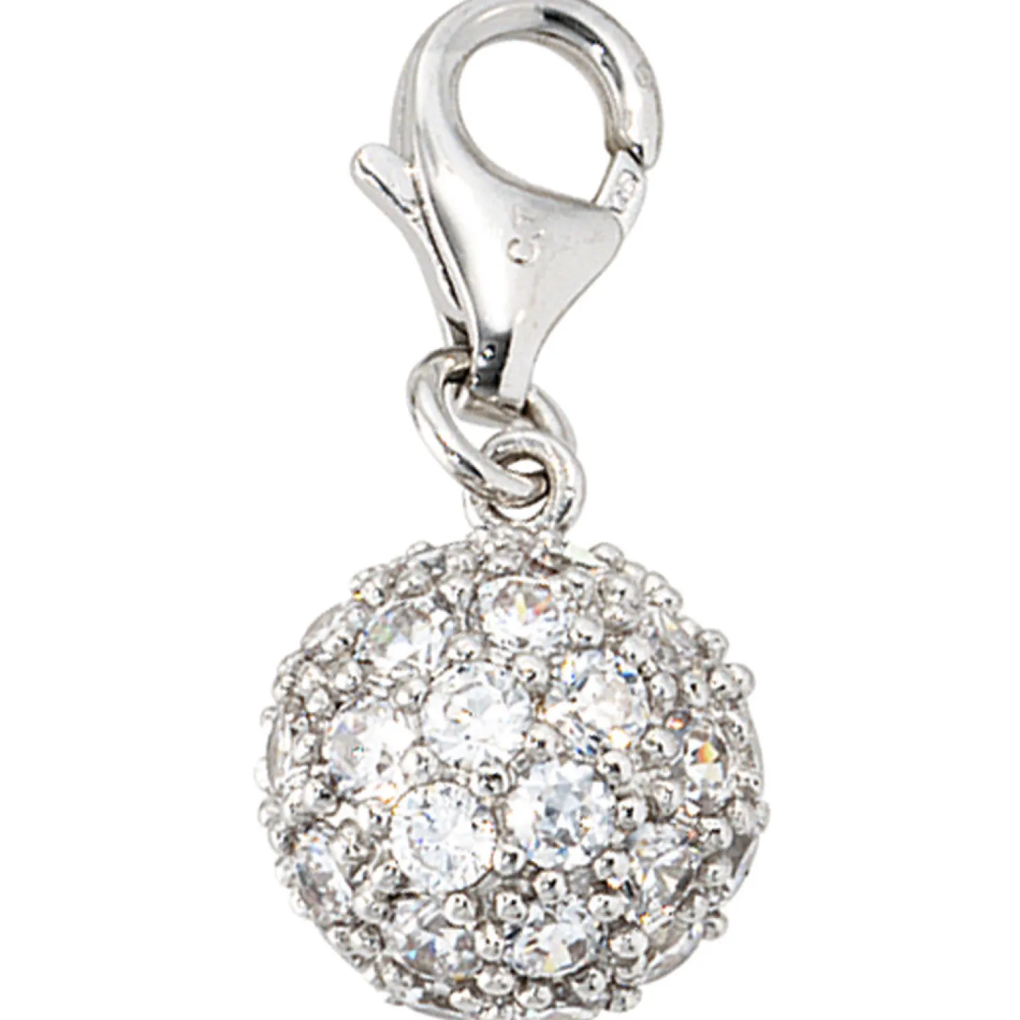 Anhänger Einhänger Charm Kugel mit Zirkonia 925 Silber, 11.2mm, Damen
