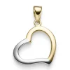 Anhänger Einhänger Herz 15,5mm aus 585 Gold Gelbgold & Weißgold bicolor