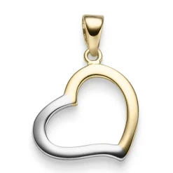 Anhänger Einhänger Herz 15,5mm aus 585 Gold Gelbgold & Weißgold bicolor