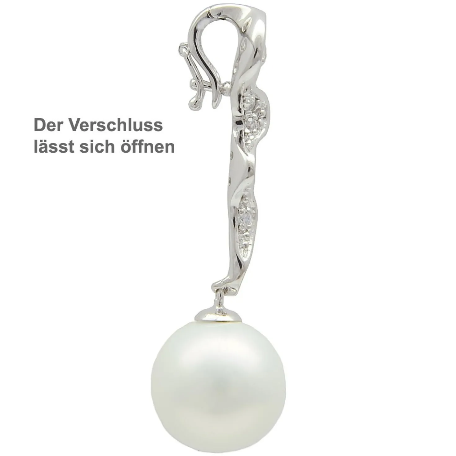 Anhänger Einhänger Perle Muschelkernperle 10 Zirkonia weiß 925 Silber Damen
