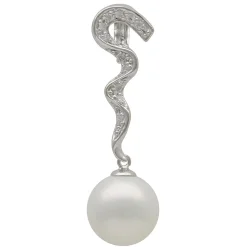 Anhänger Einhänger Perle Muschelkernperle 10 Zirkonia weiß 925 Silber Damen