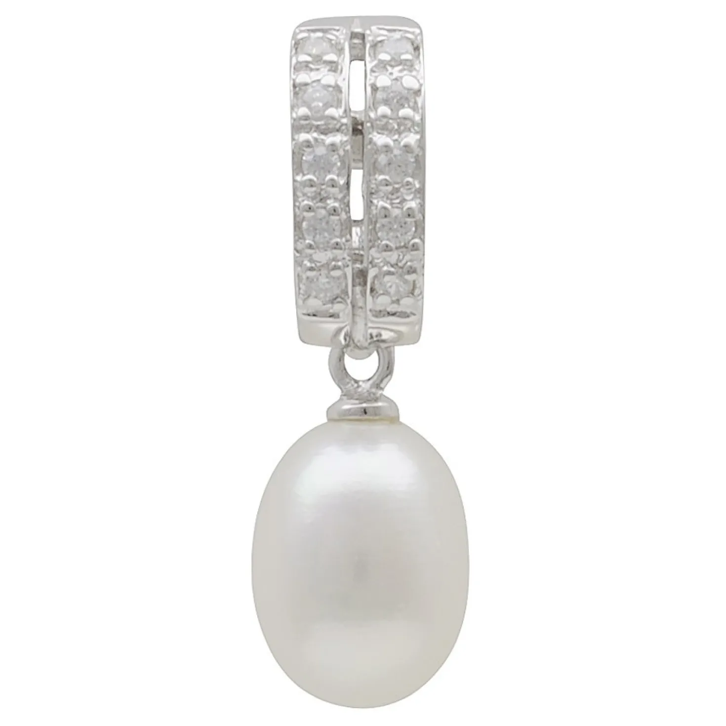 Anhänger Einhänger Süßwasser Perle 11mm & 10 Zirkonia weiß 925 Silber Damen